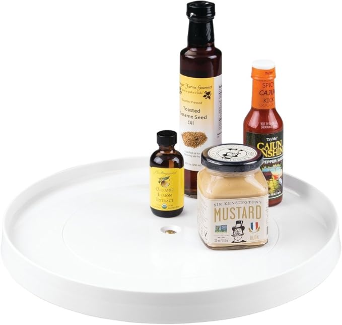iDesign Linus Lazy Susan Turntable Spice Organizer Rack for Kitchen Pantry, Cabinet, Countertops - 14", White