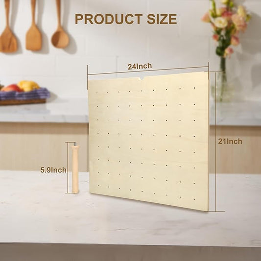 Sammery 24''x21'' Pegboard Drawer Organizer, Trimmable Peg Board Divider for Kitchen Drawer, Wooden Peg Board Organizer for Utensil Storage, Plates & Dishes Rack, 12 pcs Pegs