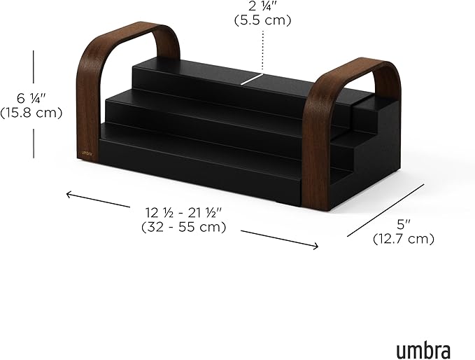 Umbra Bellwood Three-Tier Spice Shelf, Black/Walnut