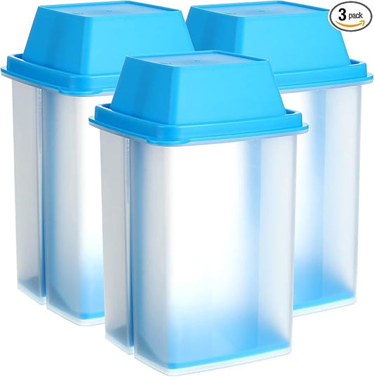 Chengu 3 Pieces Jalapeno Pickle Containers with Strainers Square Dispensers Free Storage of Condiment Food Pickle Holder with Easy to Open Lid Design for Pickled Kitchen Tools(Blue)