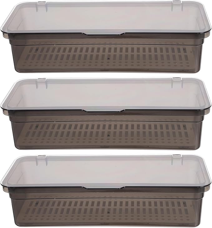 DOITOOL 3PCS Flatware Tray with Lid and Drainer, Tableware Utensil and Cutlery Drawer Organizer with Lid Covered Silverware Tray to Keeps Your Cutlery Organized and Protected (Random Color)