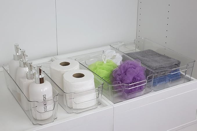 Home Basics Clear Acrylic Food Storage Container Bin for Fridge Freezer or Pantry, Stackable with Handles. Organize Fruit, Vegetables, Yogurt, Snacks, Pasta, Extra Large, 8” x 14"