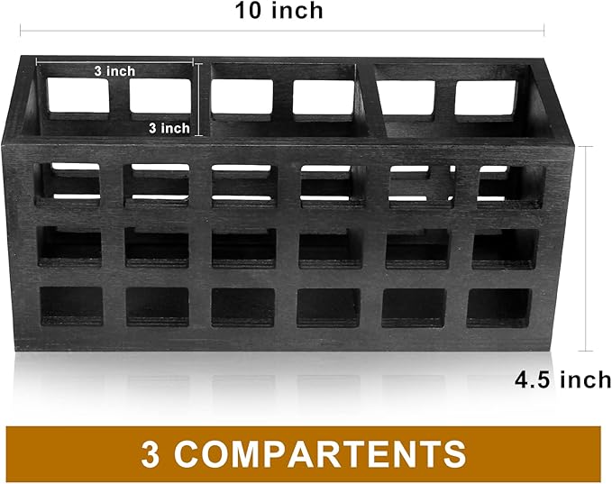 Farmhouse Wooden Silverware Utensil Caddy Cutlery Holder Utensil Holder Organizer for Kitchen Countertop Party Table Fork and Spoon Holders Storage Wood Silverware Basket Picnic Flatware Caddy
