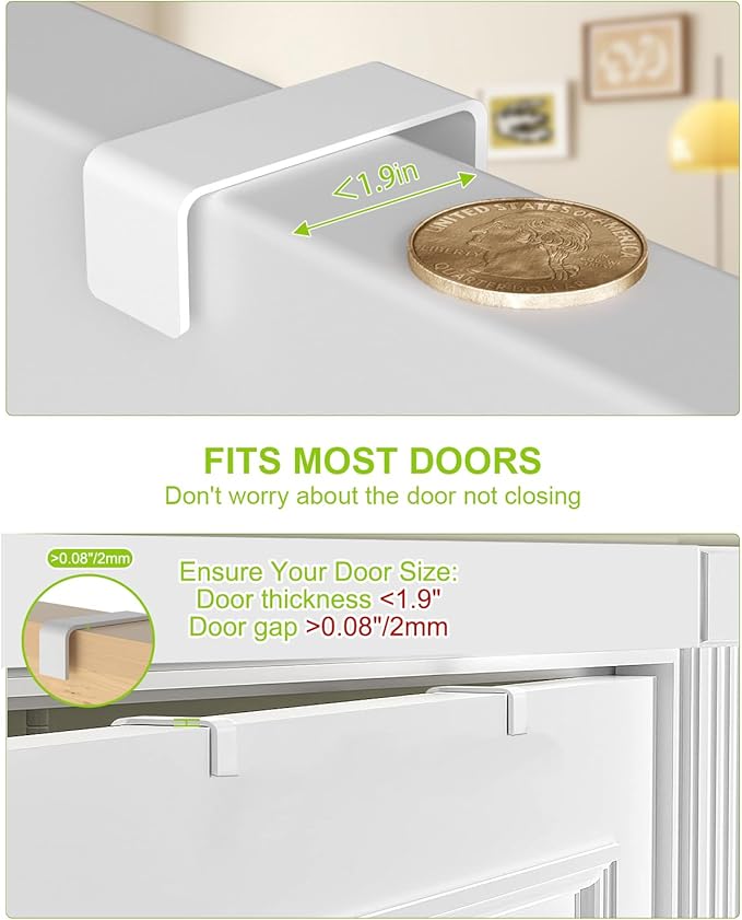 Over The Door Pantry Organizer, 8-Tier Wood & Metal Over The Door Organizer with Adjustable Basket, Hanging Spice Rack, Door Organization and Storage for Kitchen Pantry Door Cabinet, White
