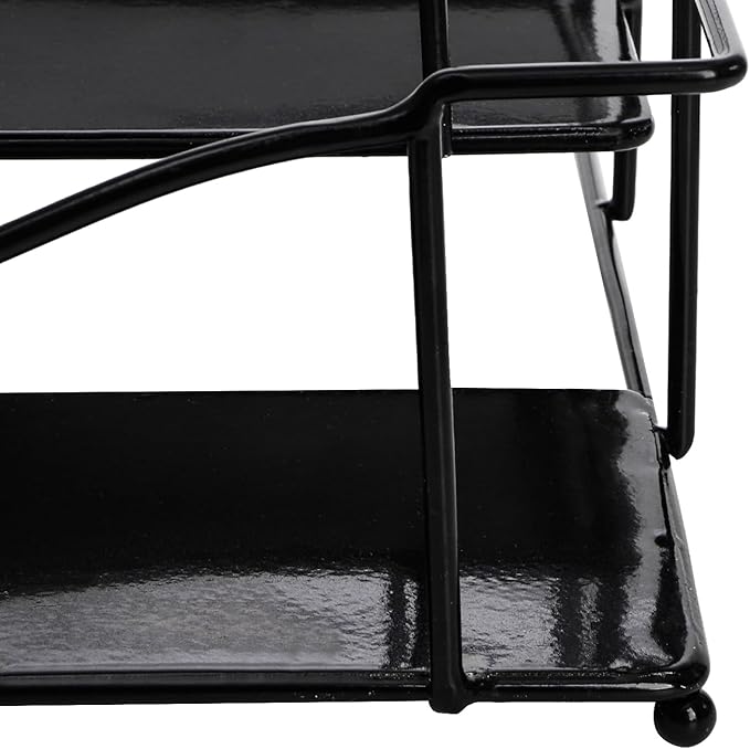 3 Tier Coffee Syrup Rack, 12 Bottles Iron Wine Storage Shelves, Dressing Holder Syrup Organizer Stand for Family Kitchen Countertop, Coffee Bar Station, Liquor Spice, Free Installation, Black