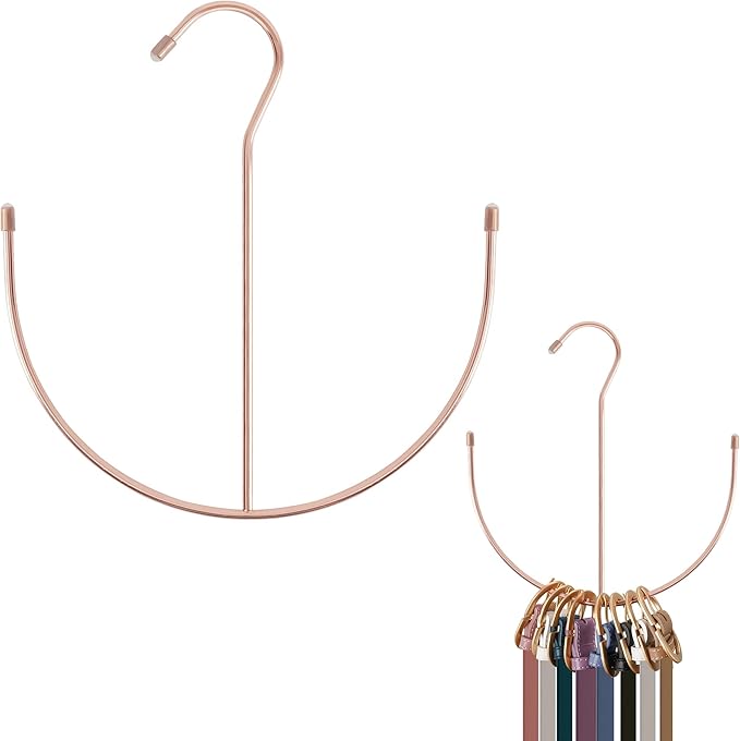 ZEDODIER Belt Hangers, Belt Rack 2 Pack Closet Accessories Organizers, Closet Organizer Hook Rack for Belt, Ties, Scarves, Camisoles, Hats, Bras, Shoes, Rose Gold
