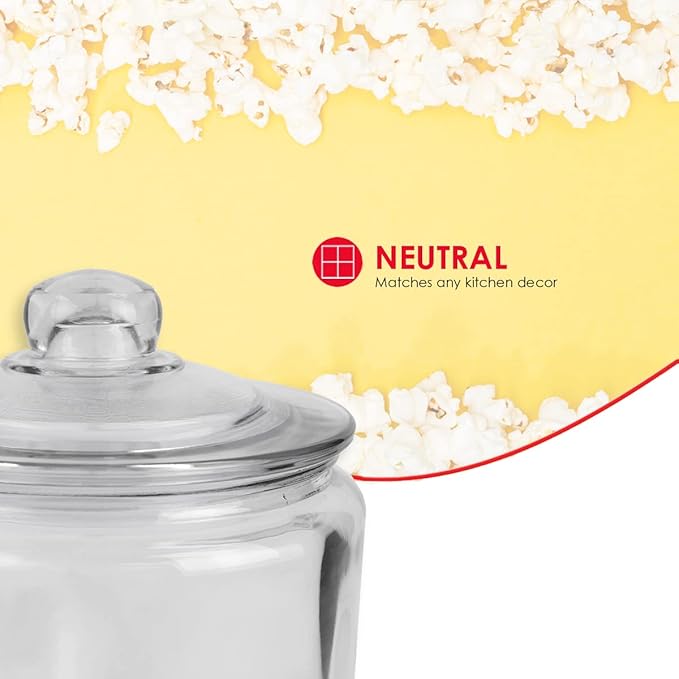 Home Basics Large Kno Renaissance Collection Glass Jar Round Container with Easy Grab Knob Handles (Clear) for Kitchen, Bathroom, Laundry, Craft, Office