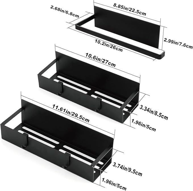 5 Pack Magnetic Spice Rack for Refrigerator and Magnetic Paper Towel Holder, Magnetic Shelf for Fridge, Moveable Metal Magnet Fridge Spice Organizer Rack with 8 Hook for Microwave, Oven