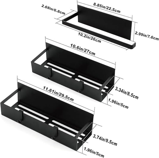 5 Pack Magnetic Spice Rack for Refrigerator and Magnetic Paper Towel Holder, Magnetic Shelf for Fridge, Moveable Metal Magnet Fridge Spice Organizer Rack with 8 Hook for Microwave, Oven