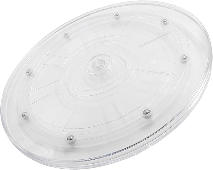 1 Pack 9 inch Lazy Susan Turntable - Acrylic Ball Bearing Rotating Tray for Cake, Spice Rack - Perfect for Kitchen Pantry with 360˚Rotation