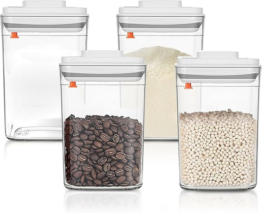 Food Storage Jars with POP-UP Lids- 4 Piece(1qt / 32oz),Airtight Food Storage Containers,Storage for Milk Powder Coffee Candy Noodles Nuts for candy Snacks