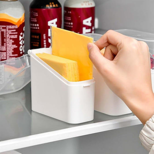 Sliced Cheese Container for Fridge, 2/4 PCS Cheese Storage Box with Flip Lid Plastic Cheese Keeper Cheese Saver Holder (4pcs)