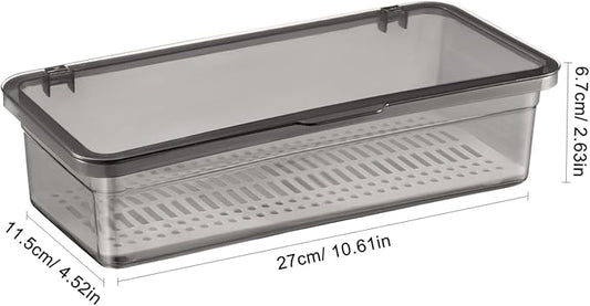 Cabilock 3Pcs Flatware Tray Drawer Organizer with Lid，Chopsticks Drain Silverware Tray with Lid Cutlery Countertop Storage Container Tableware Storage Organizer Easy Clean