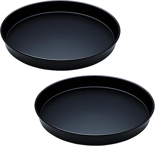 Amolliar 10" 2 Pack Lazy Susan, Non-Skid Rotating Metal Turntable Organizer for Cabinet, Kitchen, Fridge, Pantry Storage, Vanity, Bathroom, Spice Rack for Condiment Organizer, Farmhouse Decor, Black