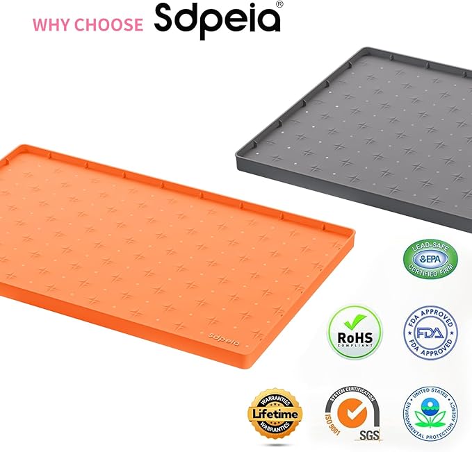 Sdpeia Under Sink Mat for [28" x 22"] Cabinet, Upgraded Silicone Waterproof Mat Kitchen Cabinet Liner Cabinet Protector Kitchen Organizers and Storage