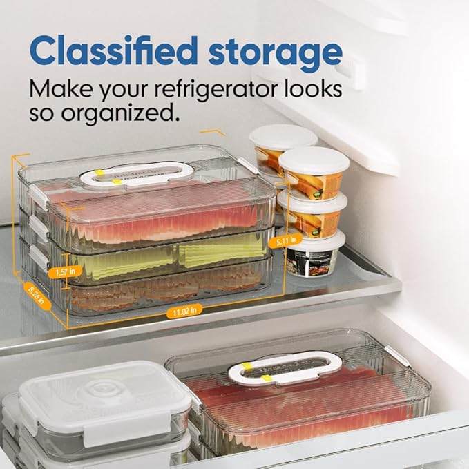 Deli Meat Container for Fridge Organizers and Storage, Lunch Meat Container for Refrigerator Organizing, Deli Containers with Lids, Bacon Cheese Container for Refrigerator