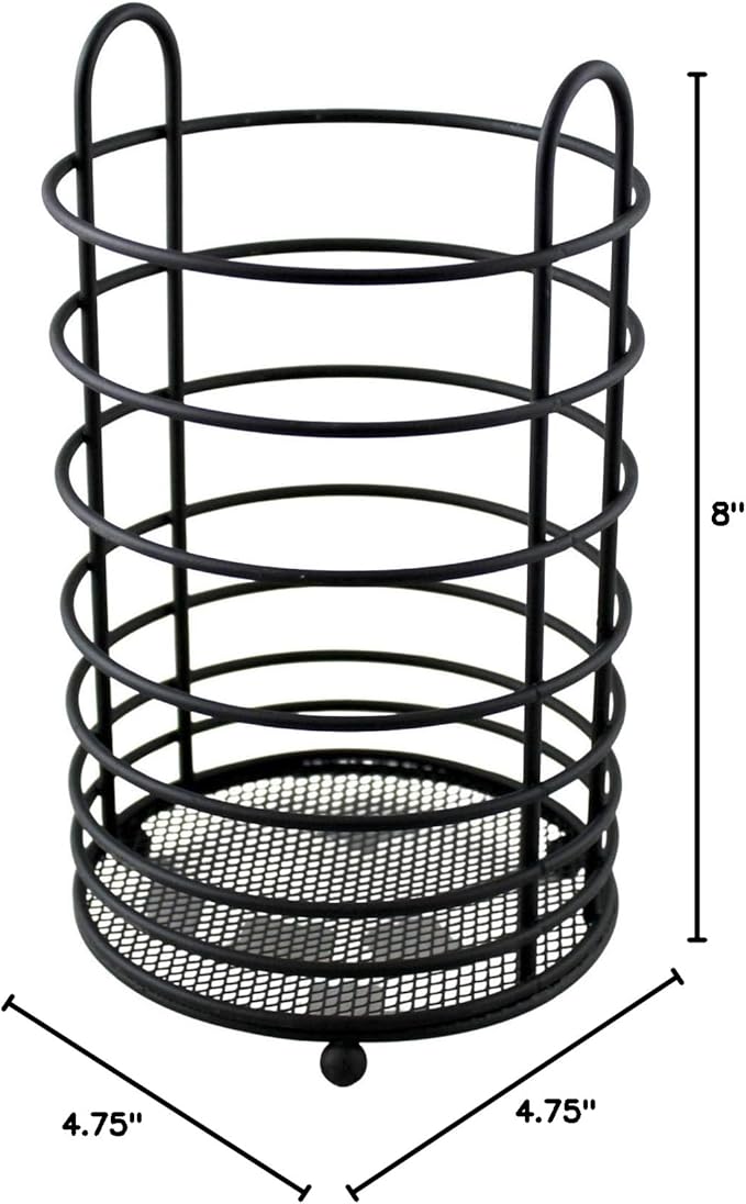 Dependable Industries inc. Essentials Kitchen Cutlery Holder Utensil Caddy Mesh Bottom Finish (Black)