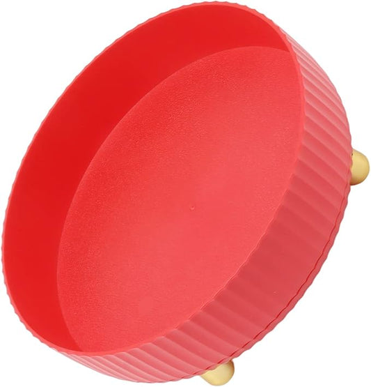 360 Degree Rotating Storage Rack Organizer Round Cosmetic Spice Rack Turntable for Kitchen Cabinet Pantry Small (Red)