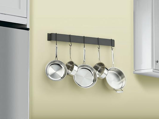 Cuisinart Chef's Classic 33-Inch Bar-Style Wall-Mount Pot Rack, Matte Black