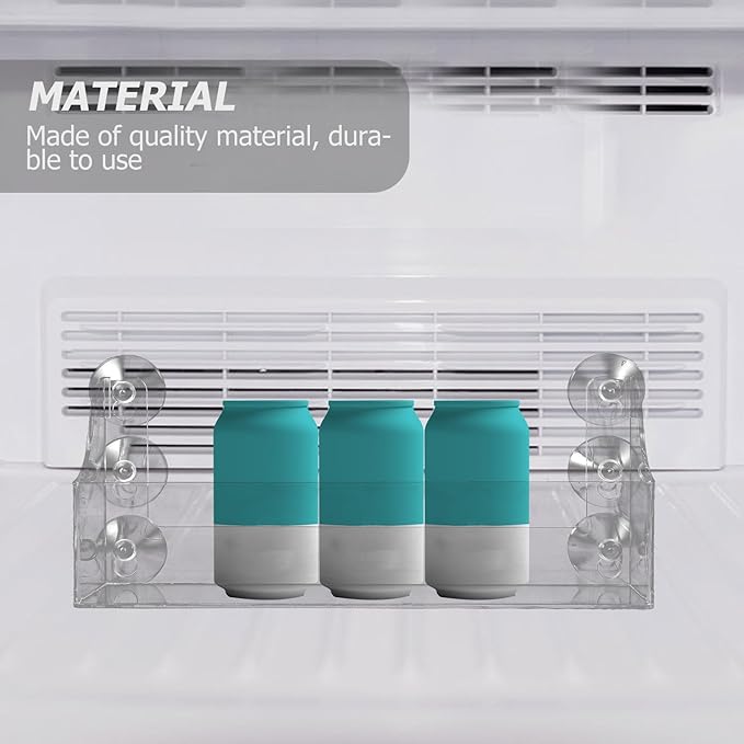 DOITOOL Suction Cup Refrigerator Rack Organizer, Clear Acrylic Refrigerator Storage Shelf for Refrigerator to Can Hold Spices, Jar of Olive Oil, Salt, Pepper,13.1 X 5.7 Inch