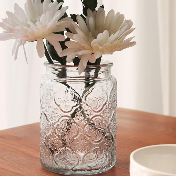 ANSQU Vintage Glass Jar, Decorative Glass Jar with Bamboo Lid, Candy Jar Cookie Jar for Kitchen Counter, Pantry, 23.7 FL OZ Glass Storage Jar Holds Coffee, Tea, Sugar, Balth Salts