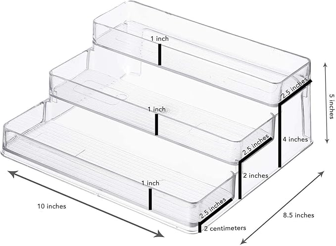 Home Intuition 3-Tier Spice Rack Step Shelf Cabinet Organizer, Clear (2)