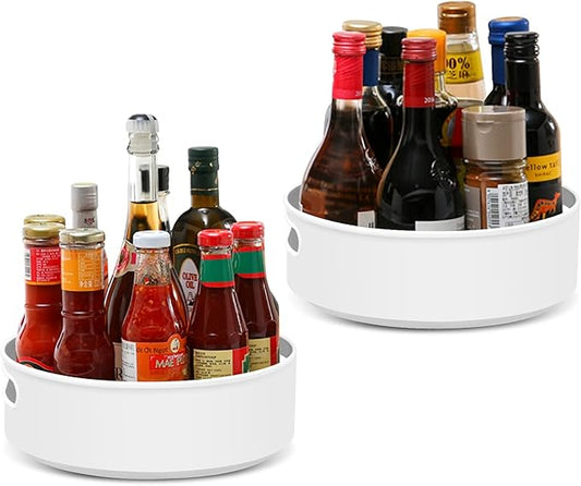 Semlos 2 Packs Lazy Susan Turntable Cupboard Organizer, Multi-Functional Spice Rack for Kitchen Storage, Revolving Under-Sink Organizers Condiment Holder, Non Skid Storage Racks 9 Inch