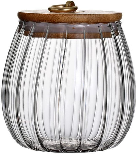 Erioctry 750ml/25oz Clear Glass Canister Food Storage Jar With Airtight Seal Acacia Wood Lids Kitchen Food Storage Containers for Coffee Bean Loose Leaf Tea Cookies Dry Fruit Nuts
