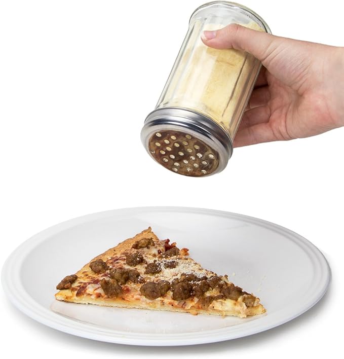 1 Pack of 12oz. Spice & Cheese Shaker|Glass Jar, Metal Lid & Extra Large Holes for Parmesan & Spices by Back of House Ltd.