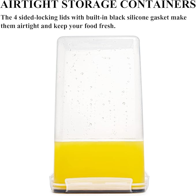 Wildone Extra Large Tall Airtight Food Storage Containers 6.5L/ 5.9QT, Plastic BPA Free Kitchen Pantry Storage Containers 4 Pieces for Flour, Sugar, Rice, with 20 Labels & 1 Marker, Black
