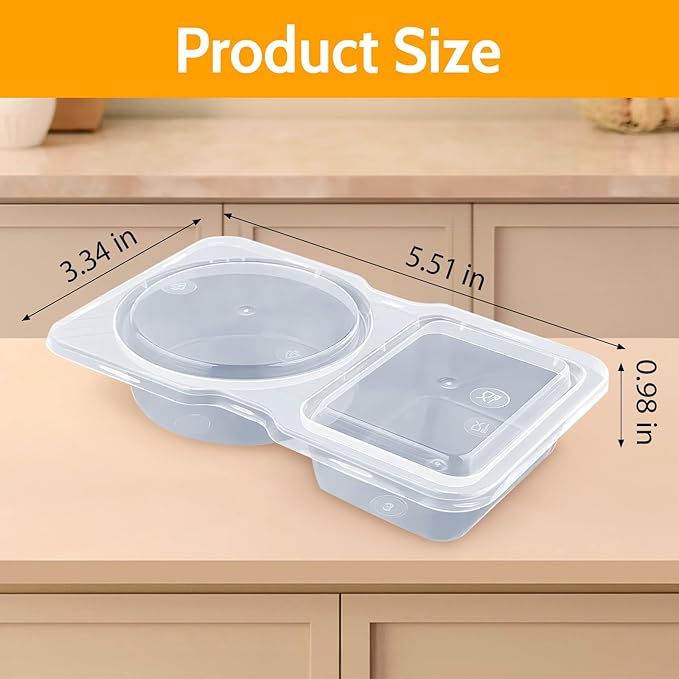 Double Compartment Condiment Containers, 20 Sets, Portion Cups with Lids for Sauce and Snacks (20)