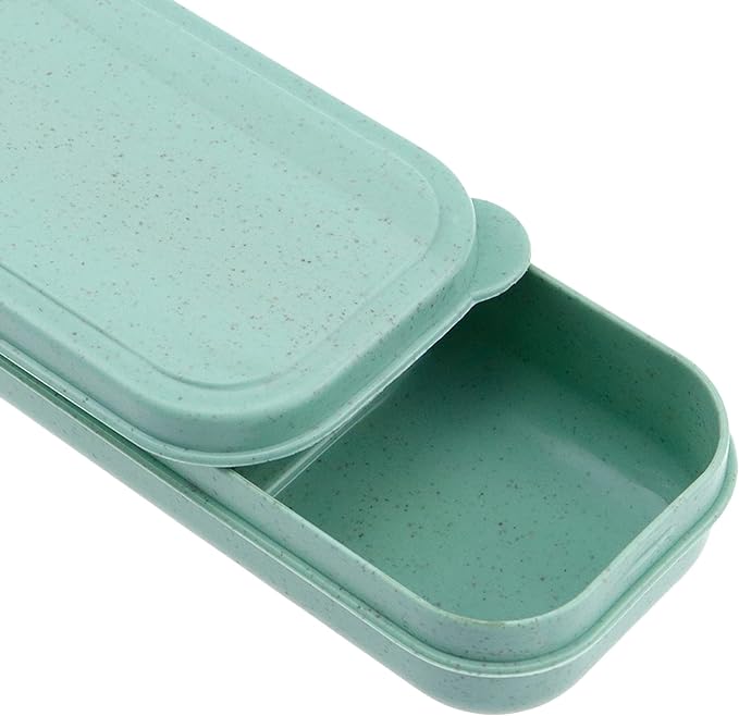 MY MIRONEY 4-Piece Travel Tableware Set - Portable Utensil Storage Box in Pink, Blue, Beige, Green