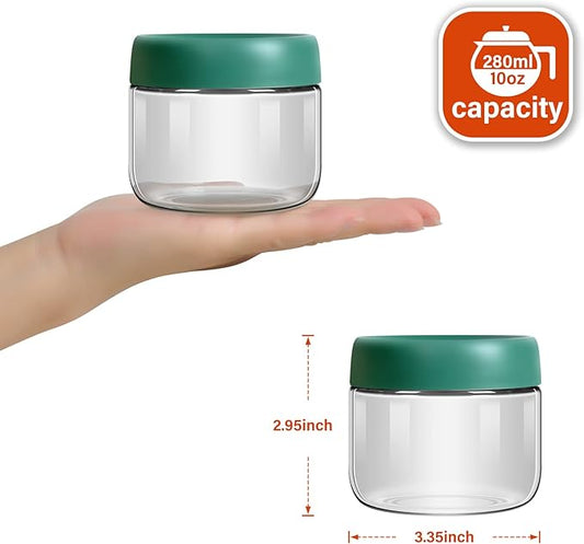 4-Pack 10oz Small Glass Jars with Lids Overnight Oats Meal Prep Salad Food Cereal Snacks Containers Pudding Yogurt Storage Airtight