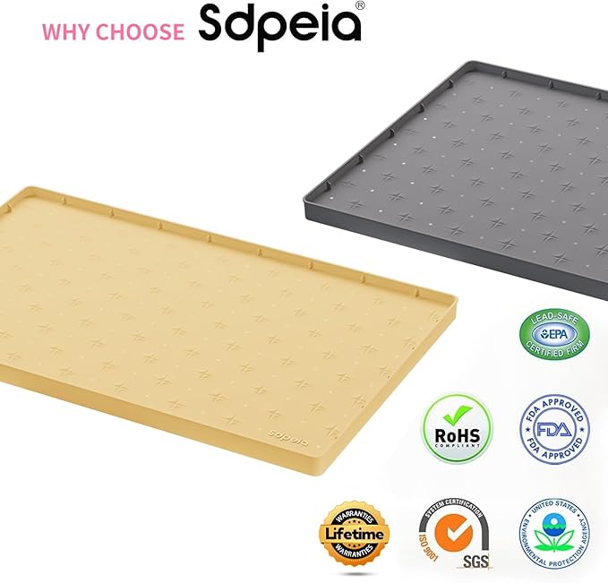 Sdpeia Under Sink Mat for [22" x 14"] Cabinet, Upgraded Silicone Waterproof Mat Kitchen Cabinet Liner Cabinet Protector Kitchen Organizers and Storage