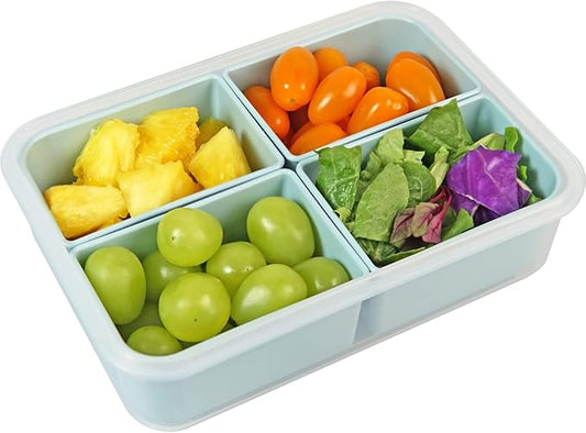 carrotez Food Storage Container with 4 Removable Compartments, Food Prep Container with Airtight Lids, Portion Control Container, Reusable, BPA Free, 6.3 Cup (1500ml)