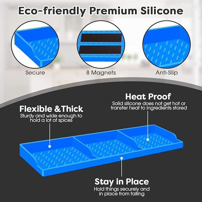 Stove Top for Silicone Shelf,30 Inch Magnetic Shelf Over the Stove Spice Rack,Kitchen Shelf for Above Stovetop Organizer Magnet Flat Back of Stove-Blue