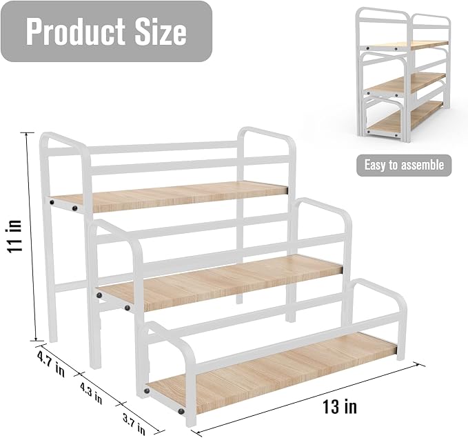 Spice Rack Organizer for Countertop , 3-Tier Spice Storage Holder with Magnetic Connetion for Kitchen , Durable Syrup Rack with Fall Protection ,Versatile Display Rack for Wine Bottles,Cosmetics.