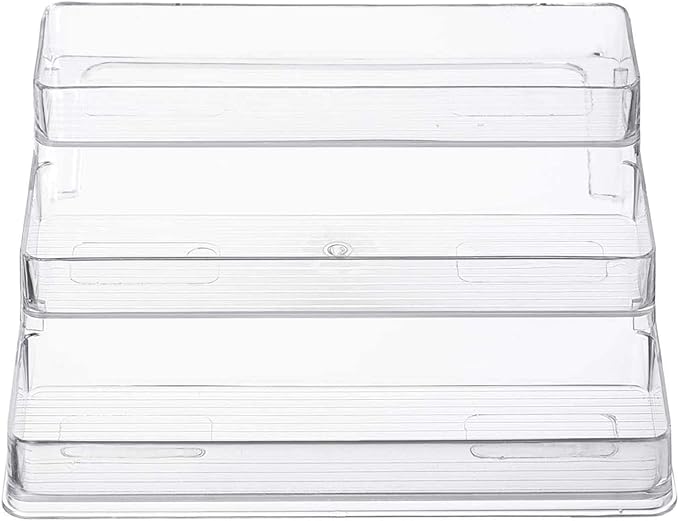 Home Intuition 3-Tier Spice Rack Step Shelf Cabinet Organizer, Clear (2)