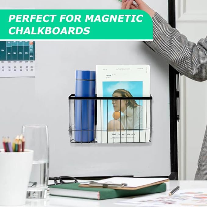 Magnetic Spice Rack for Refrigerator, Magnetic Basket Organizer Shelf Rack, Kitchen Moveable Magnetic Storage Holder, Office File Plastic Food Wrap Spice Pegboard Holder