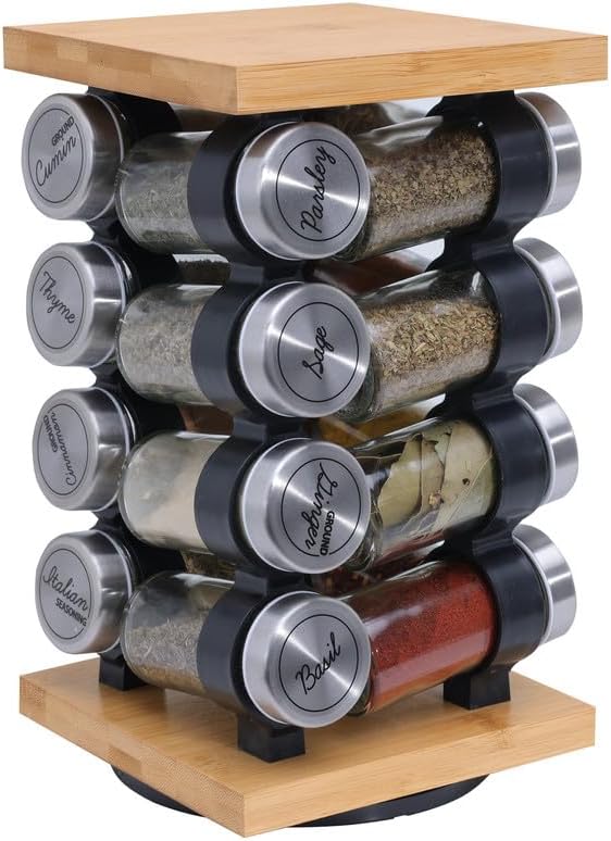 Orii 16-Jar Rotating Spice Rack with Spices Included – Pre-Filled Spice Racks with 5-Year Refill Program - Flavorful Spices
