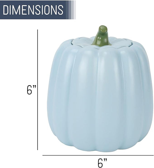 Nat & Jules Pumpkin Shaped 6 x 6 Inch Ceramic Storage Canisters: Perfect for Halloween, Thanksgiving and Indoor Fall Table Décor & Centerpieces - Set of 3, Powder Blue
