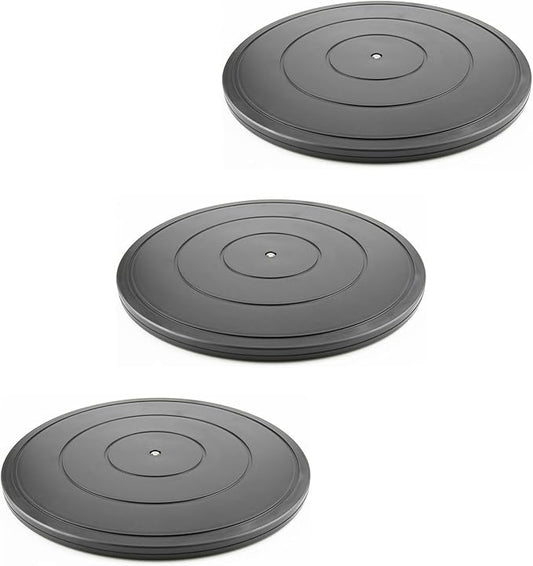 16 Inch Lazy Susan Turntable - Heavy Duty Rotating Swivel Steel Ball Bearings - Flat Base Stand for TV/Computer/Monitor/Arts/Crafts/Bonsai/Statue/Cabinet Organizer (3 Pack/Black)