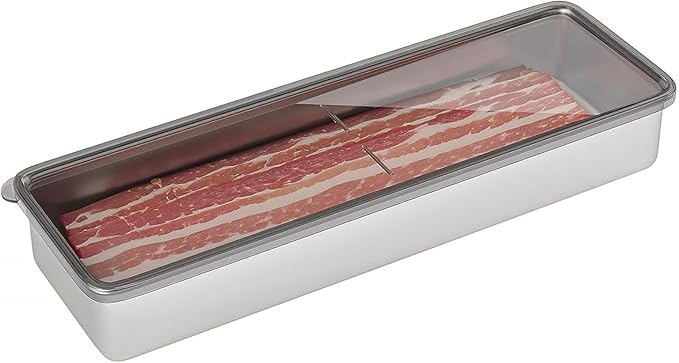 Stainless Steel Airtight Cheese Container with Lid - Bacon Holder, 10.5 Inches Long