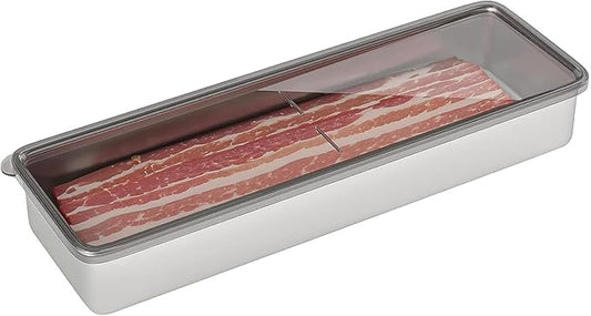 Stainless Steel Airtight Cheese Container with Lid - Bacon Holder, 10.5 Inches Long
