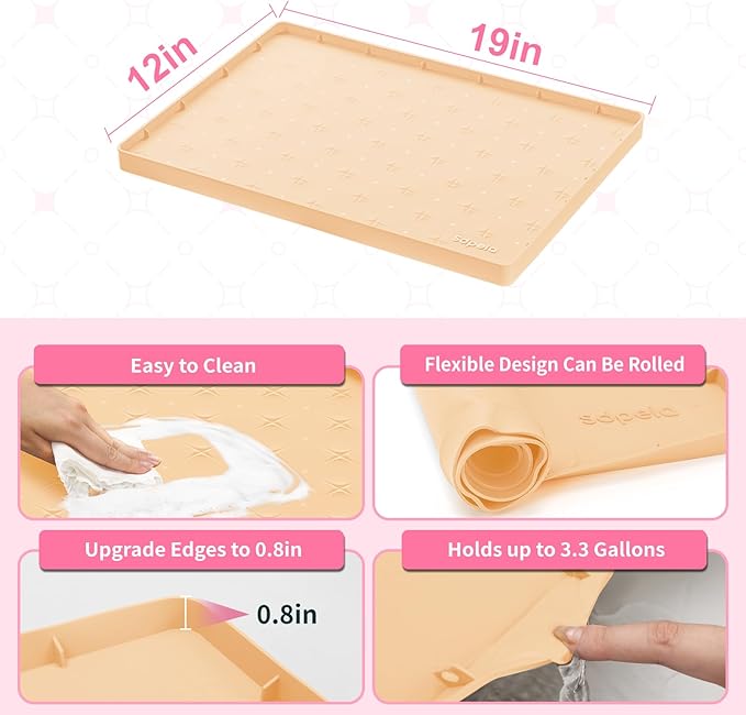 Sdpeia Under Sink Mat for [19" x 12"] Cabinet, Upgraded Silicone Waterproof Mat Kitchen Cabinet Liner Cabinet Protector Kitchen Organizers and Storage