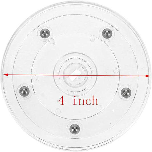Geesatis 4 Pcs Acrylic Tiny Lazy Susan 4 inch / 100mm Rotating Turntable Organizer Bearings Round Swivel Plate, Smooth Swivel Plate for Kitchen Base Turn Dining Table, Clear
