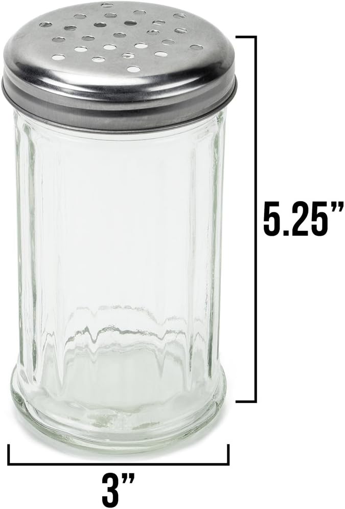 1 Pack of 12oz. Spice & Cheese Shaker|Glass Jar, Metal Lid & Extra Large Holes for Parmesan & Spices by Back of House Ltd.