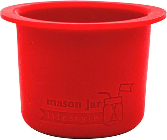 Mason Jar Lifestyle Divider Cup For Salads, Dips, and Snacks. Plastic Free Bento Lunch Container. (Wide Mouth, Cherry Red)