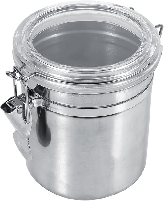 Coffee Canister, 4 Sizes Stainless Steel Kitchen Food Storage Container Bottle, Sugar Tea Coffee Beans Canister, Push Out Excess Air Preserve Food Freshness (medium size)