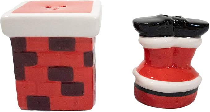 Christmas Special Edition! Ceramic Salt & Pepper Shaker Set (Chimney & Santa Legs)